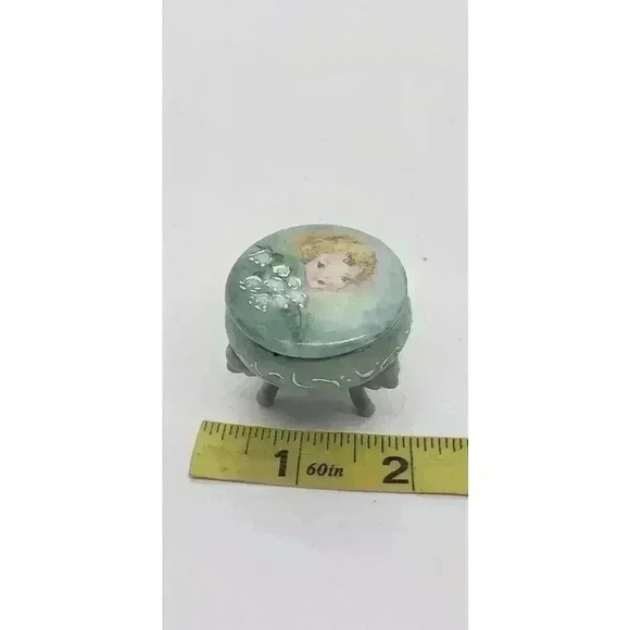 Vintage Jewelry Trinket Ring Gift Box Porcelain Hand Painted Moriage Trim - Picture 9 of 10